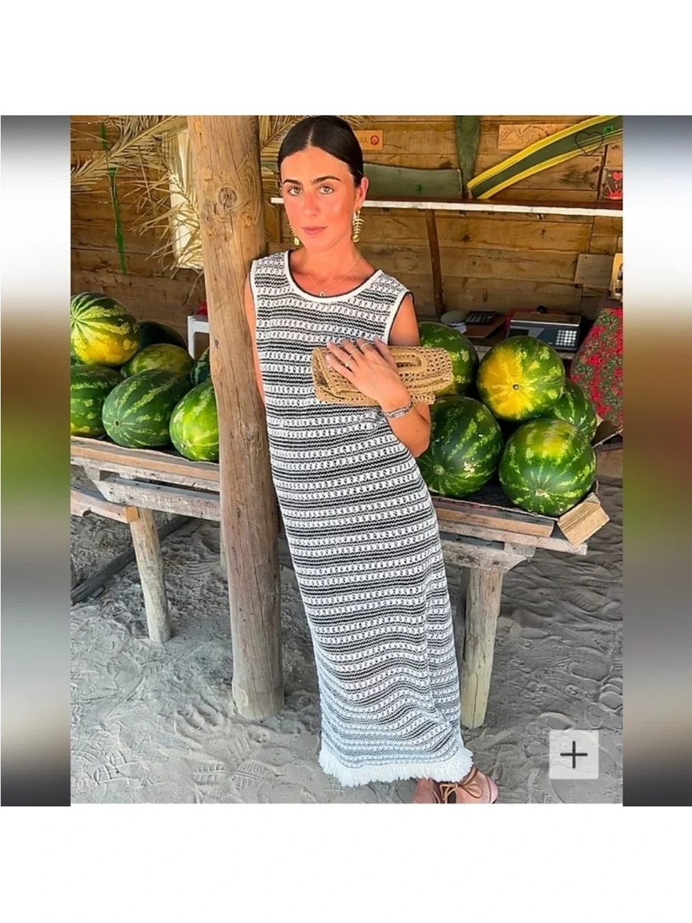 J. Crew | Collection Crochet Midi Dress in Stripe XXS